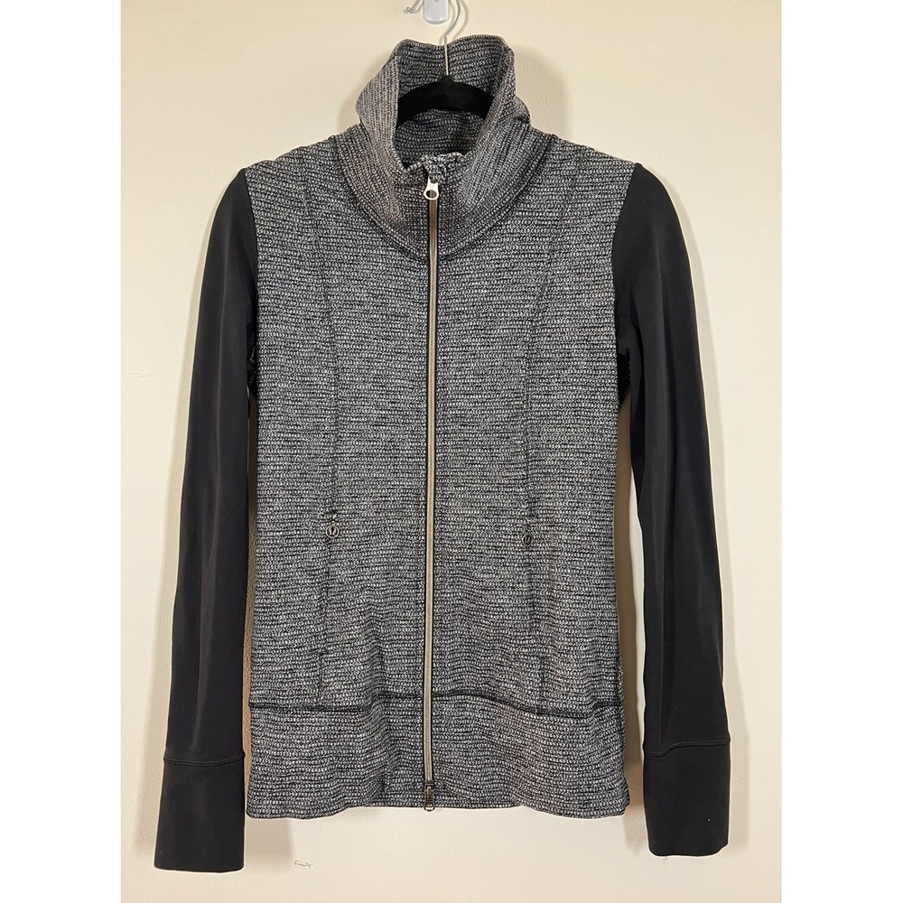 Lululemon Define Jacket Womens 8 Gray Black Full Zip Running Yoga EUC